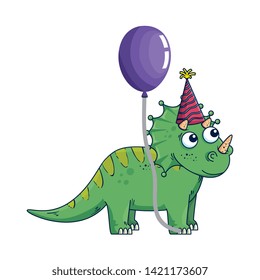 cute triceratops with balloon helium