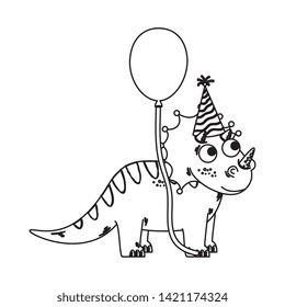 cute triceratops with balloon helium