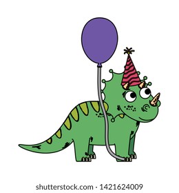 cute triceratops with balloon helium