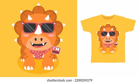 Cute triceratops cartoon design for tshirt and other use