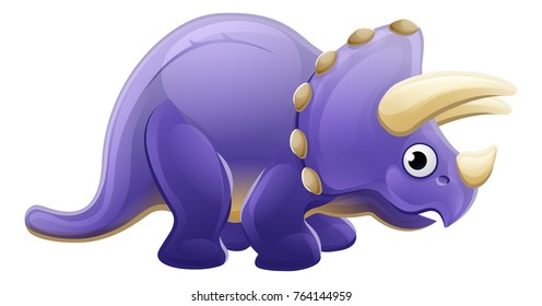 A cute Triceratops cartoon dinosaur character