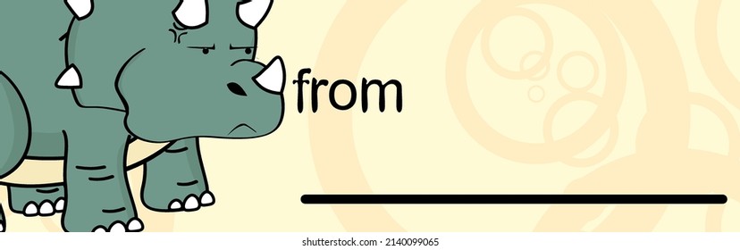 cute triceratops cartoon kawaii expression gift card sticker illustration in vector format