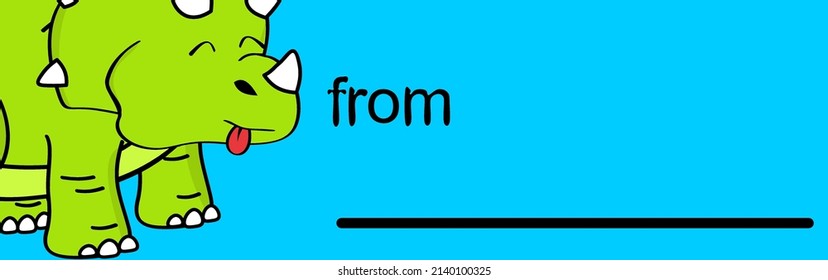 cute triceratops cartoon kawaii expression gift card sticker illustration in vector format