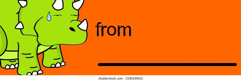 cute triceratops cartoon kawaii expression gift card sticker illustration in vector format