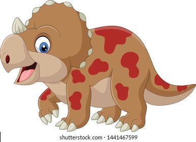 Cute triceratops cartoon on white background