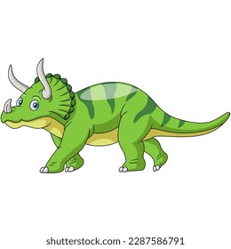 Cute triceratops cartoon on white background