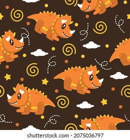 Cute triceratops cartoon pattern  design