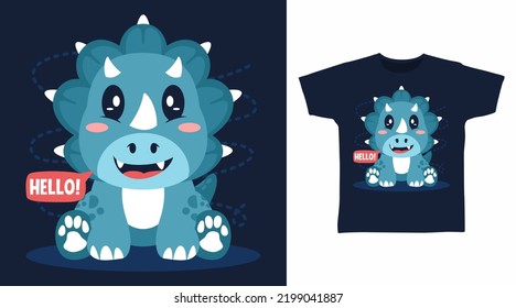 Cute triceratops cartoon tshirt art designs