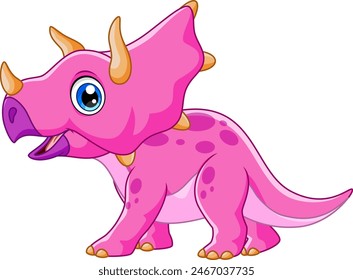 Cute triceratops cartoon vector illustration on white background