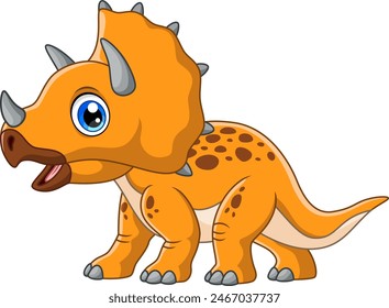 Cute triceratops cartoon vector illustration on white background