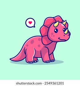 Ilustração de Ícone Vetor de Desenho Animado de Triceratops Dino Bonito. Animais 
Vetor Premium Isolado do Conceito do Ícone da Natureza. Cartoon plano 
Estilo 