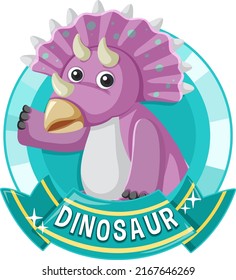 Cute triceratops dinosaur cartoon illustration