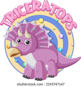 Cute triceratops dinosaur cartoon illustration