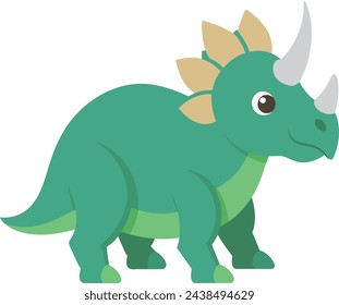 Cute Triceratops dinosaur cartoon style vector