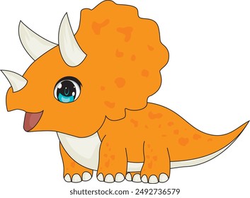 Cute Triceratops dinosaur, dino with adorable smile