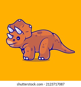 cute triceratops dinosaur illustration suitable for mascot sticker and t-shirt design