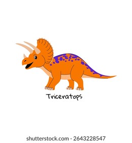 Dinossauro de tricerátops bonito sobre fundo branco.
