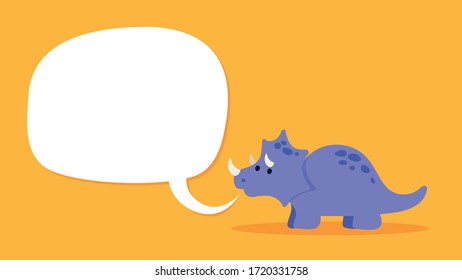 Cute triceratops dinosaur with speech bubble to place your copy