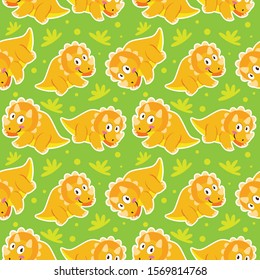 cute triceratops dinosaurs pattern seamless