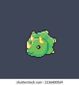 Cute Triceratops Head In Pixel Style