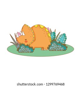 cute triceratops in the landscape character