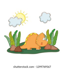 cute triceratops in the landscape character