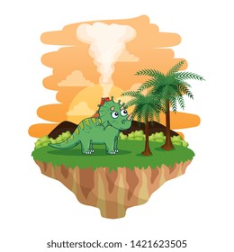 cute triceratops in the landscape scene