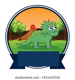 cute triceratops in the landscape scene