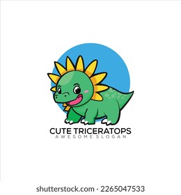 cute triceratops logo design mascot