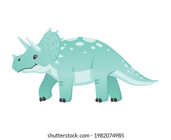 Cute triceratops on white background cartoon vector illustration