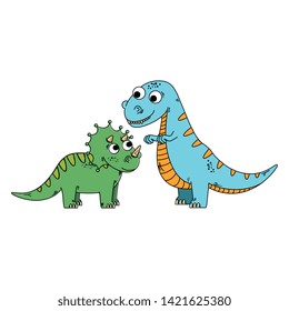 cute triceratops and tyrannosaurus rex characters