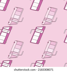 Cute trolleybus seamless pattern. City transport wallpaper. Kids electric vehicle background. Simple design for fabric, textile print, wrapping, cover, surface