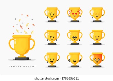 Cute trophy mascot design set