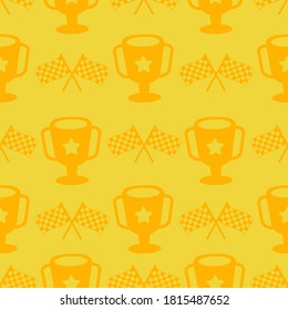 cute trophy race cartoon seamless pattern print surface design illustration