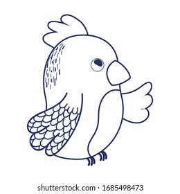 cute tropical bird parrot cartoon isolated icon design vector illustration line style