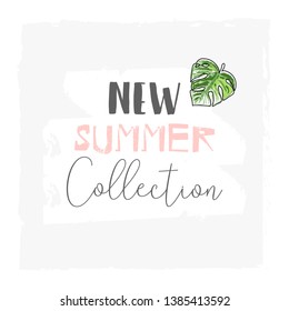 Cute tropical cartoon doodle hand drawn illustration with different Summer trendy prints of wild animals and exotic plants