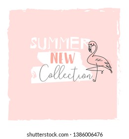 Cute tropical cartoon doodle hand drawn illustration with different Summer trendy prints of wild animals and exotic plants