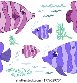 Cute tropical fish underwater seamless pattern for kids fabric design
