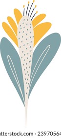 Cute Tropical flower in Asian style. Cartoon illustration