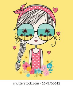 CUTE TROPICAL GIRL VECTOR TEES DESIGNS