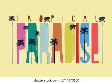 cute tropical palm paradise slogan