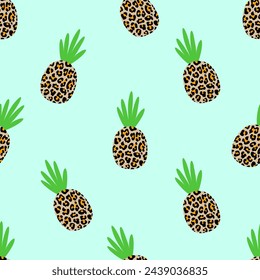 Fondo lindo del patrón tropical de la fruta de la piña - dibujo divertido del vector patrón sin fisuras. Cartel o camiseta textil diseño gráfico. Bonita ilustración. papel pintado, papel de embalaje. Ananas.