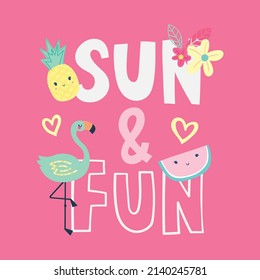 cute tropical slogan typography vector illustration