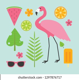 Cute tropical summer icons.