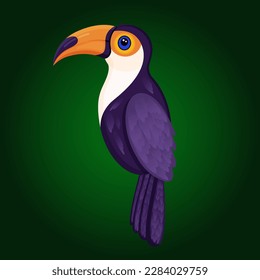 Cute tropical toucan bird vector illustration for advertising, children book, postcards, posters and more
