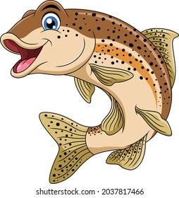Cute Trout fish cartoon vector illustration