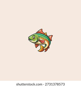 Cute Trout fish icon flat vector design.