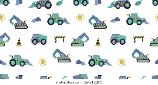 cute truck beautiful doodle cartoon seamless pattern 