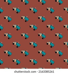 Patrón sin fisuras del coche de camión. Niños dibujando a mano el fondo del automóvil. Fondo de pantalla de transporte. Estilo Doodle. Diseño para tela, impresión textil, envoltura, cubierta. Ilustración del vector