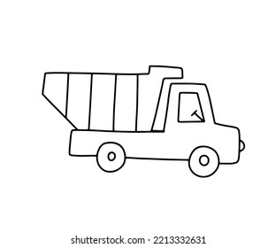 Cute truck icon. Outline doodle vector illustration isolated on white
